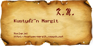 Kustyán Margit névjegykártya
